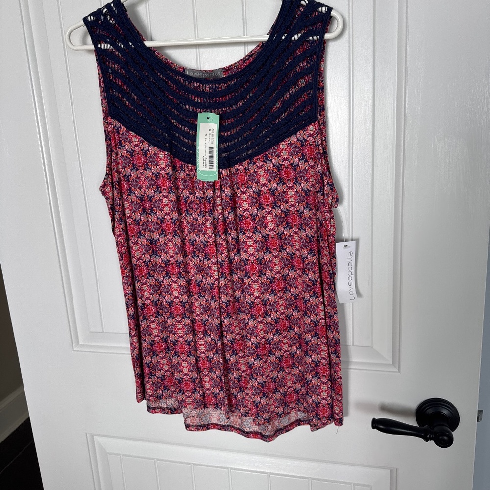 Lovecappella  McKinley crochet yolk knit top